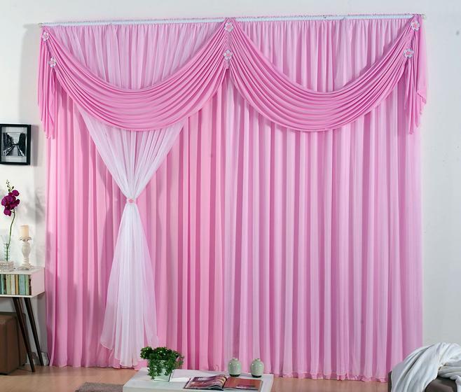 Imagem de Cortina Jessica 3,00m X 2,80m Para Meninas Com Flor Pink
