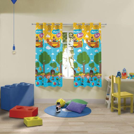 Imagem de Cortina Kids com ilhós Microfibra Com 2 peças Lepper