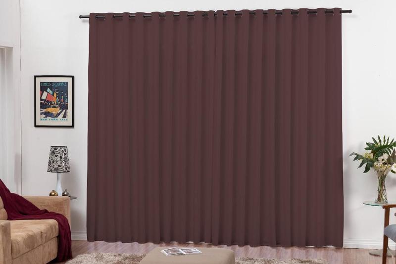 Imagem de Cortina Lisa Com Ilhós Modelo Oxford 2,00 X 1,80M Tabaco