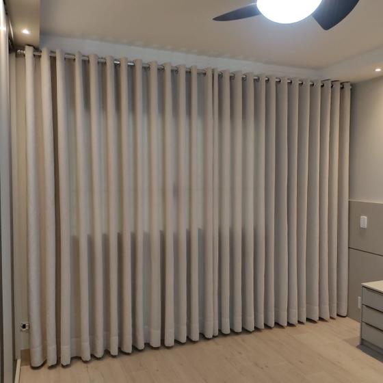 Imagem de Cortina Luxuosa De Linho Com Forro Blackout Alto Padrão P/ Varão 6,00x2,50