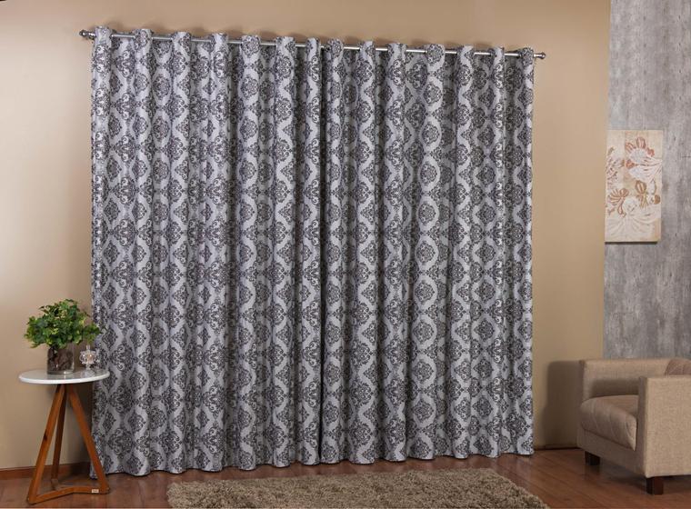 Imagem de Cortina manhatan 2,70x1,70 jacquard inteira cinza