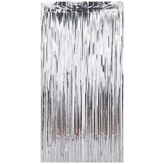 Cortina Metaloide Holografica Prata Decoração Festa 1X2M - NEOTRENTINA ...