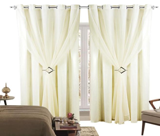 Imagem de Cortina Microfibra Com Voil Sala Ou Quarto 4,00M X 2,50M