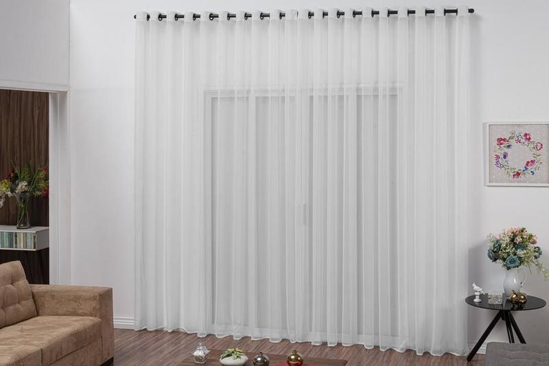 Imagem de Cortina Modelo Transparente Cor Gelo Com Ilhós 4 Metros