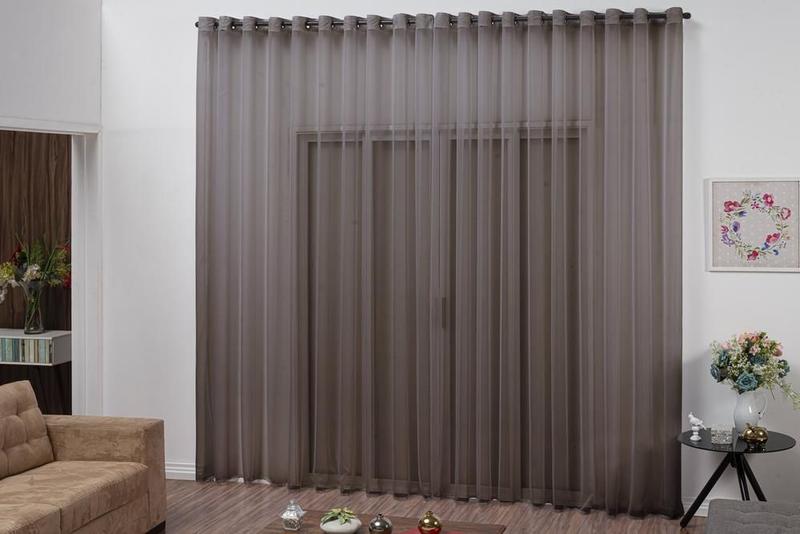 Imagem de Cortina Modelo Transparente Cor Tabaco Com Ilhós 5 Metros