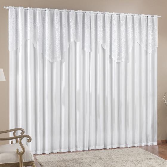 Cortina Nicole 4 Metros Branca Tecido Microfibra Com Renda Floral Sala Quarto Menor preço em Cortina Nicole 4 Metros Branca Tecido Microfibra Com Renda Floral Sala Quarto
