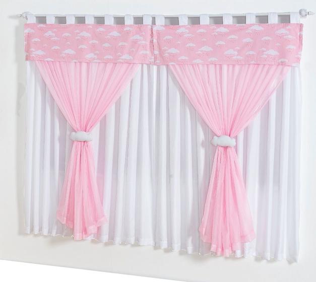 Imagem de Cortina Nuvens Quarto Infantil Bebê 2mts X 1,70mts