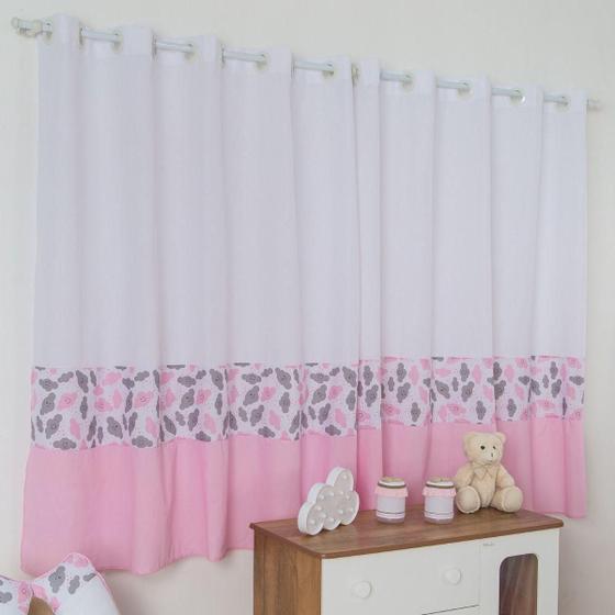 Imagem de Cortina Nuvenzinha 2m X 1,7m Quarto Do Bebe Menino Menina - Rosa