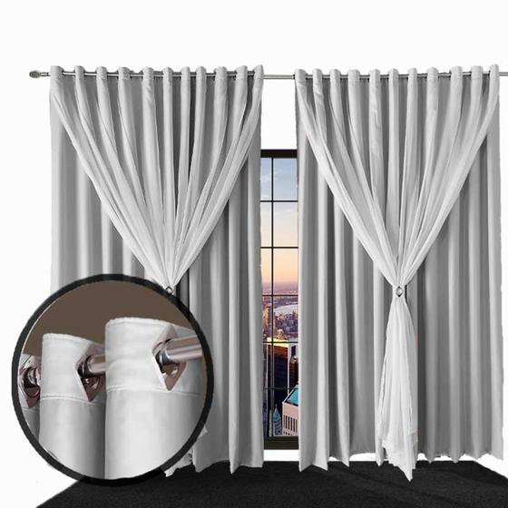 Imagem de cortina para apartamento janela 2,80 x 1,60 Ana bege
