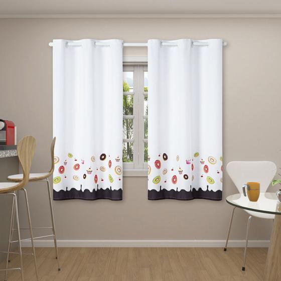 Imagem de Cortina para cozinha 2,20 x 1,45 decorativa estampada janela