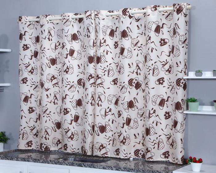 Imagem de Cortina para Decoração de Cozinha Copa Sala de Jantar Oxford Estampada 2,00m x 1,40m