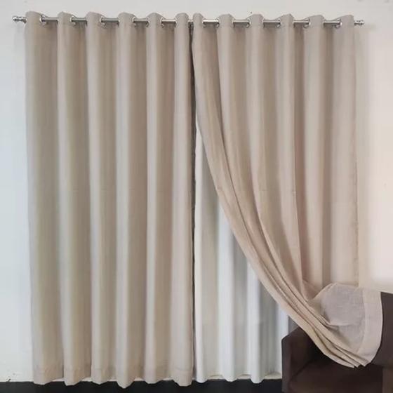 Imagem de Cortina Para Parede Sala Luxo Linho E Blackout 100% 4,00x2,60