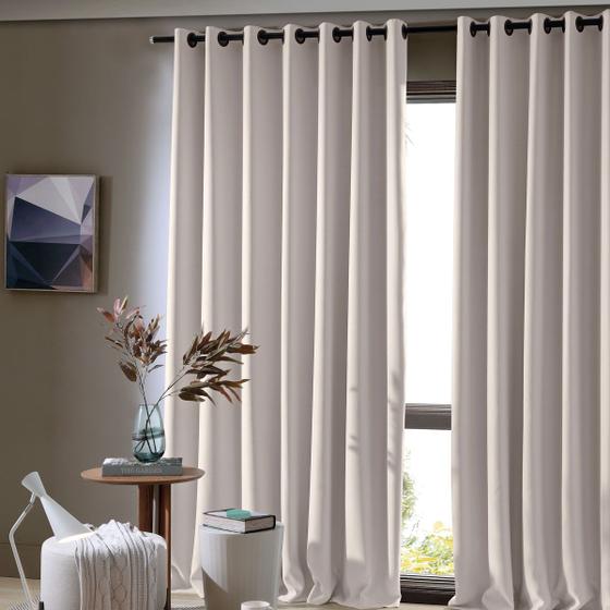 Imagem de Cortina Para Quarto Corta Luz Tecido Liso Areia 3,60 x 2,50 Semi Blackout Bella Janela