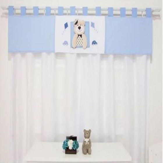 Imagem de Cortina para Quarto de Bebê Apolo Azul 03 Peças - Coleção Slim - Happy Baby