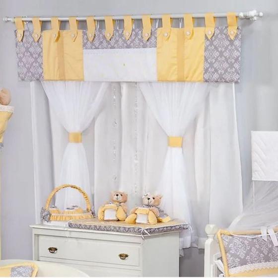 Imagem de Cortina Para Quarto de Bebê Retrô Amarelo 7 peças - Coleção Conforto - Happy Baby