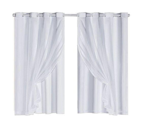 Imagem de Cortina Para Quarto De Casal PVC Com Voil Liso 2,80 x 1,60