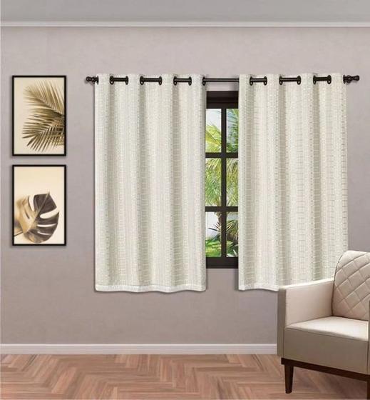 Imagem de Cortina Para Quarto De Casal PVC Com Voil Xadrez 2,00 x 1,40