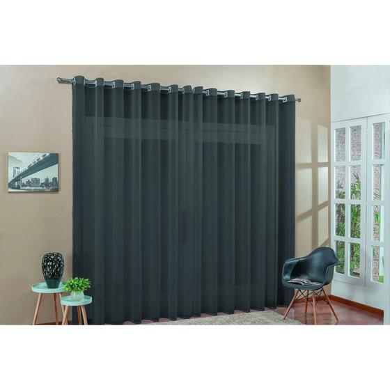 Imagem de cortina para quarto em tecido voal liso preto 2,60x1,80