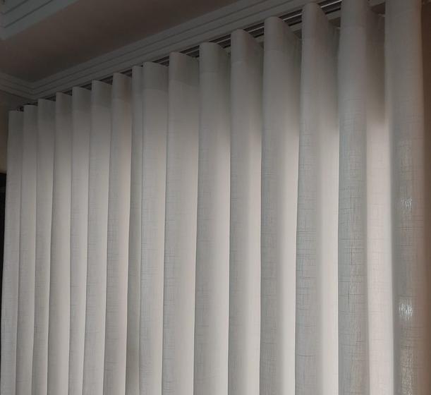 Imagem de Cortina Para Quarto Linho Com Forro Microfibra Trilho Suíço Deslizante Wave Sob Medida 7,00x2,60