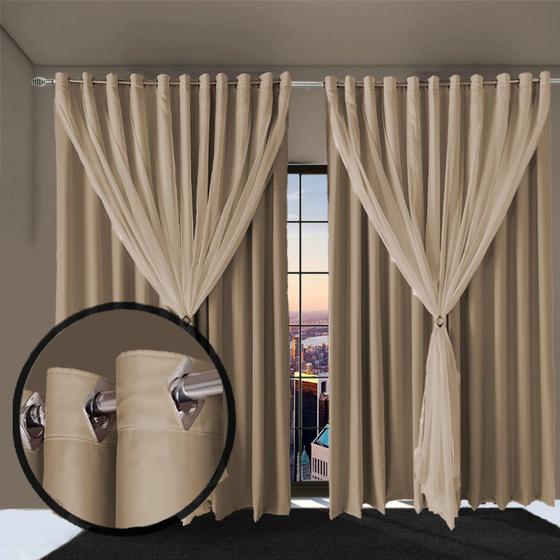 Imagem de cortina para sala e quarto blecaute Bia 4,50 x 2,90 bege