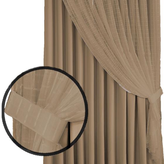 Imagem de cortina para sala e quarto blecaute Jade 6,70 x 2,50 bege