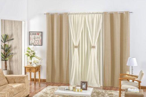 Imagem de Cortina para sala e quarto Rustica 2,00 x 1,70m - Bege com Avelã