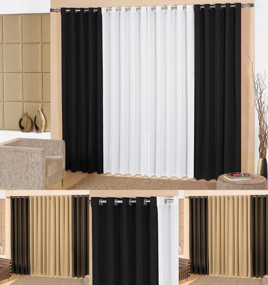 Imagem de cortina para sala ou quarto 200 cm x 180 cm curtinas  2 metros franzido moderno 