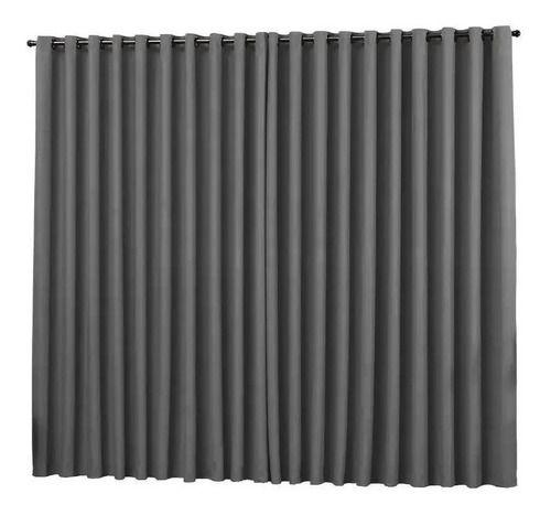 Imagem de cortina para sala quarto tecido blackout cinza 4,00x2,80