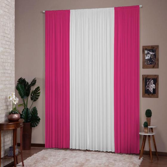 Imagem de Cortina Para Sala Quarto Versátil 4,00X2,80 Pink Branco