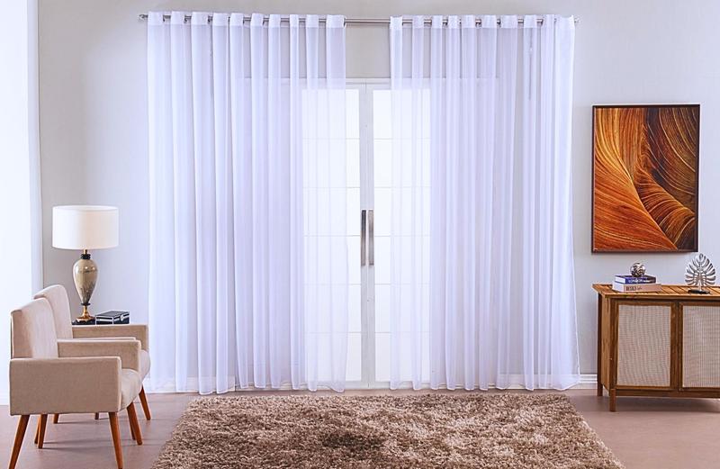 Imagem de cortina para sala voal liso transparente delicate 6,00x2,80