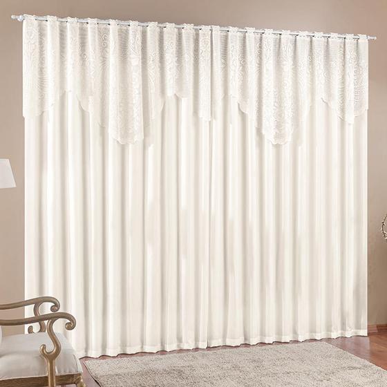 Cortina para Varão Nicole 2,00 x 1,70 Metros Alt Renda e Microfibra - Palha Menor preço em Cortina para Varão Nicole 2,00 x 1,70 Metros Alt Renda e Microfibra - Palha