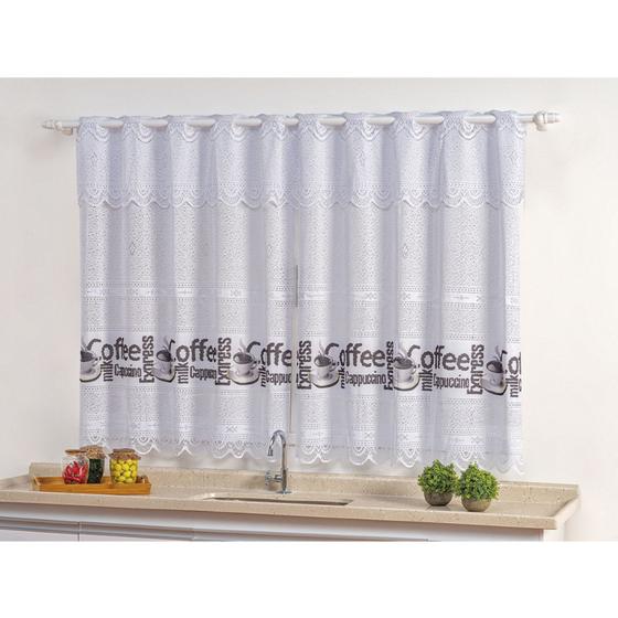 Imagem de Cortina para Varão, Rendada, Várias Estampas, para Cozinha, 2,00x1,20, Com Renda, Vitrô