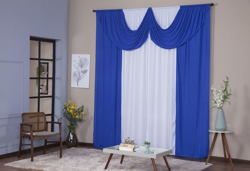 Imagem de Cortina Paris 3,00 x 2,80 Decorativa com Bando Sala Quarto Porta Balcão Malha Gel Varão Simples