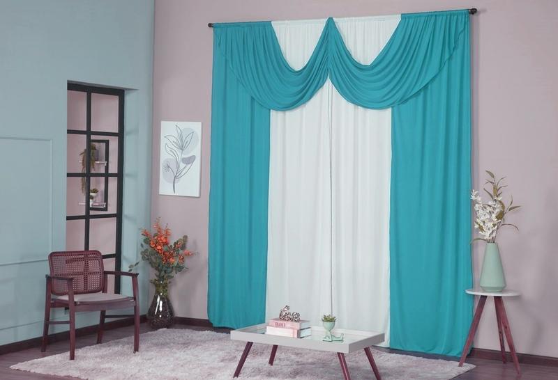 Imagem de Cortina Paris 5,00 x 2,80 Decorativa com Bando Sala Quarto Porta Balcão Malha Gel Varão Simples
