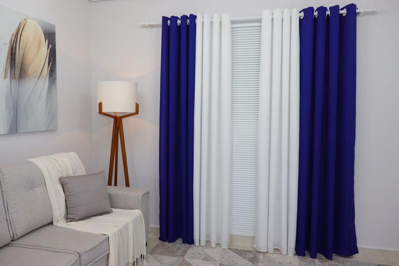 Imagem de Cortina Paris Duo Azul-royal 600x250 Para Sala/Quarto