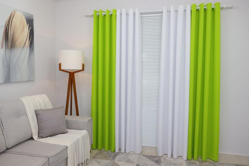 Imagem de Cortina Paris Duo Verde-pistache 600x250 Para Sala/Quarto