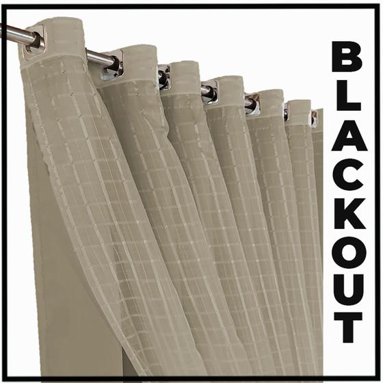 Imagem de cortina pé direito blackout Fiori 5,50 x 3,50 tecido palha