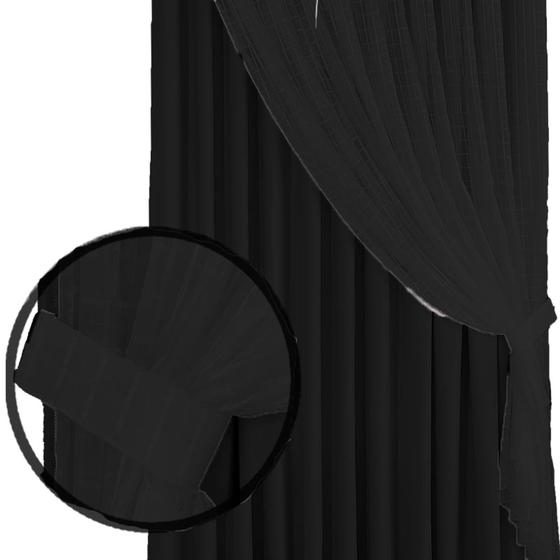Imagem de cortina pé direito Jade 5,00 x 4,00 tecido com varão preto