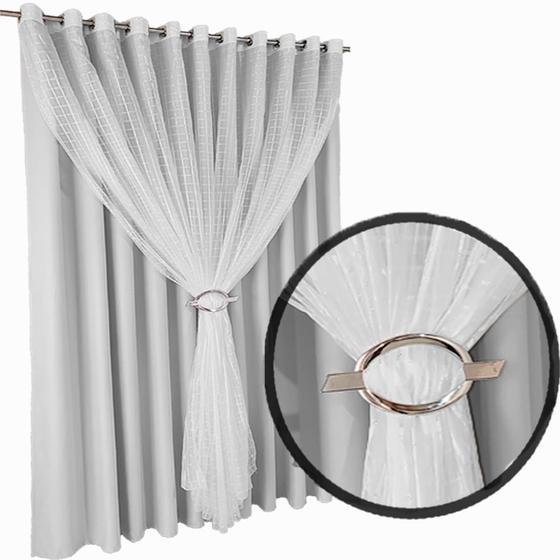 Imagem de cortina pé direito para varão Fiori 5,50 x 5,00 voal branco