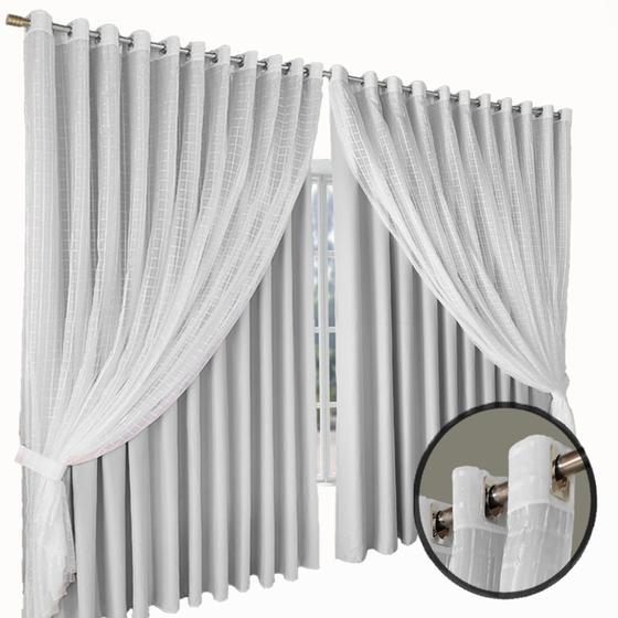 Imagem de cortina pé direito para varão Jade  5,50 x 5,00 voal branco