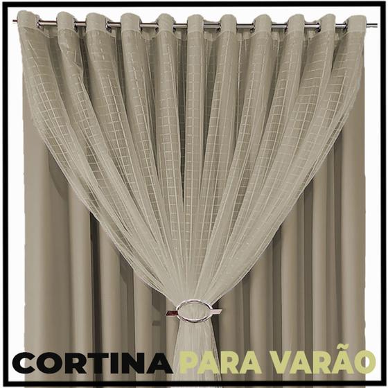 Imagem de cortina pé direito tecido Fiori 5,00 x 3,20 c/voal cinza