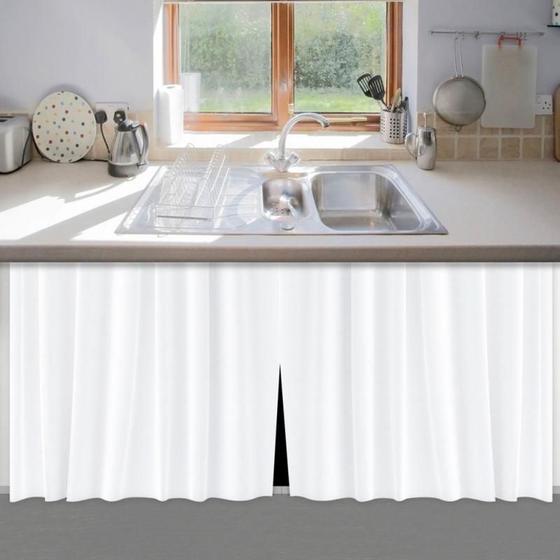 Imagem de Cortina Pia Moderna Cozinha Pvc Branco 1,38X80Cm Colocar