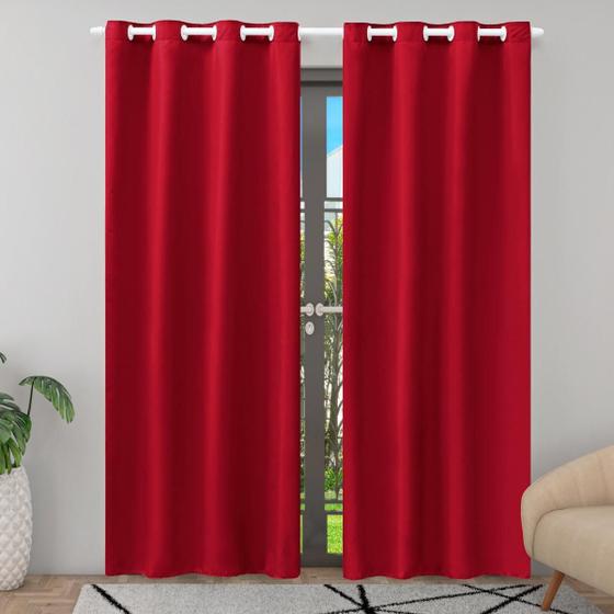 Imagem de Cortina porta balcão jasmim 2,80x2,20m para sala/quarto vermelho