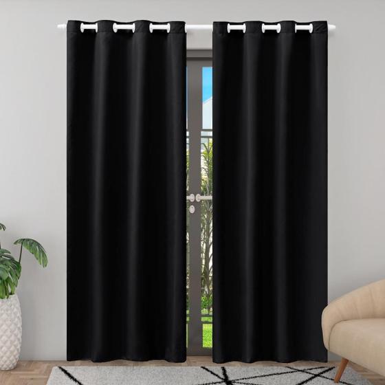 Imagem de Cortina porta balcão para sala/quarto jasmim 2,80x2,20m preto