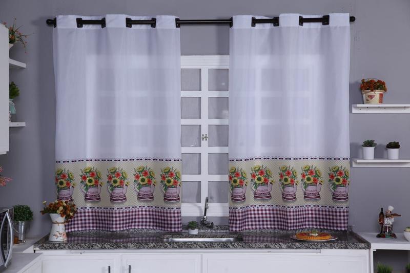 Imagem de cortina pra janela de cozinha cortina  2,40x1,30m cortina oxford estampado