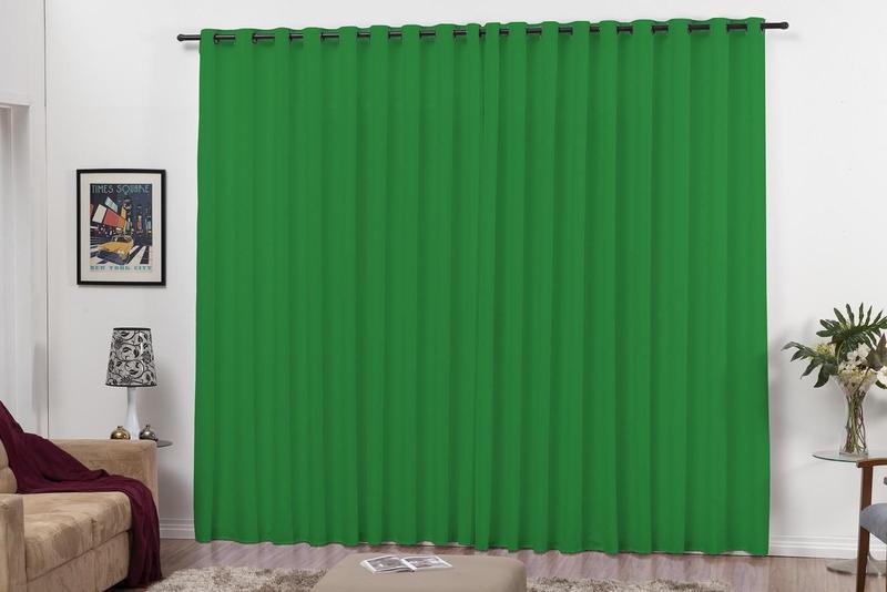 Imagem de Cortina Quarto E Sala 3,00X2,50 Com Ilhos Para Varão Verde