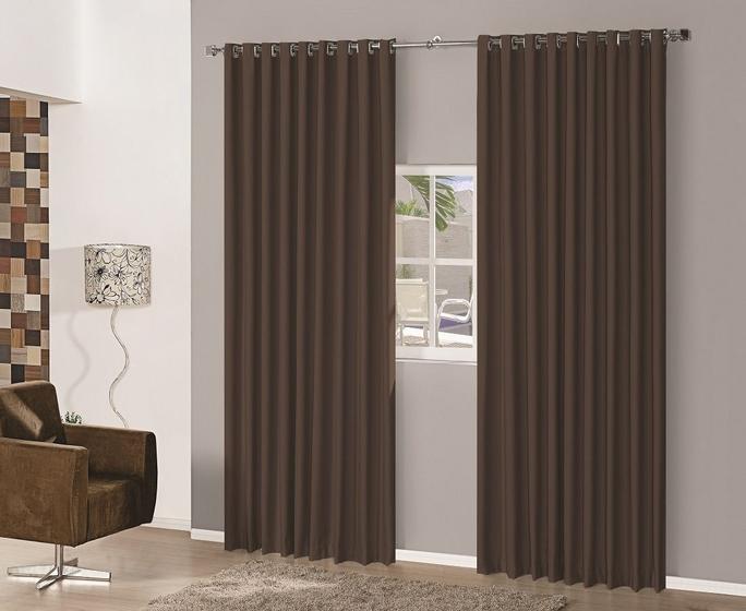 Imagem de cortina quarto em tecido semi blackout marron 5,00x2,70