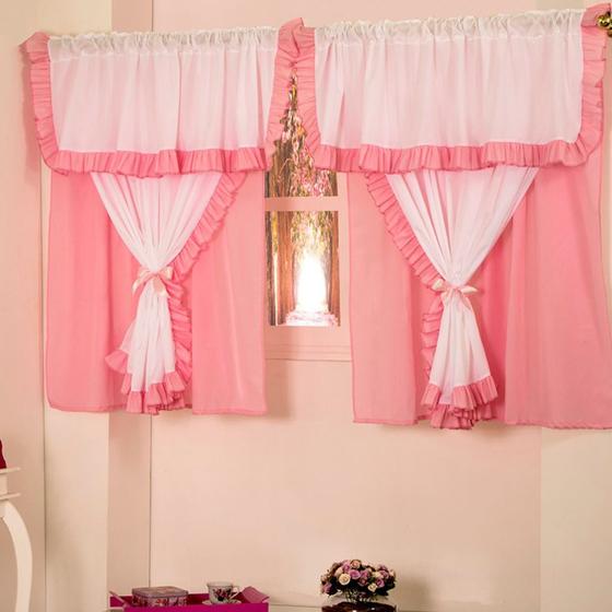 Imagem de Cortina Quarto Infantil 2.00m x 1.70m menina Realeza Rosa