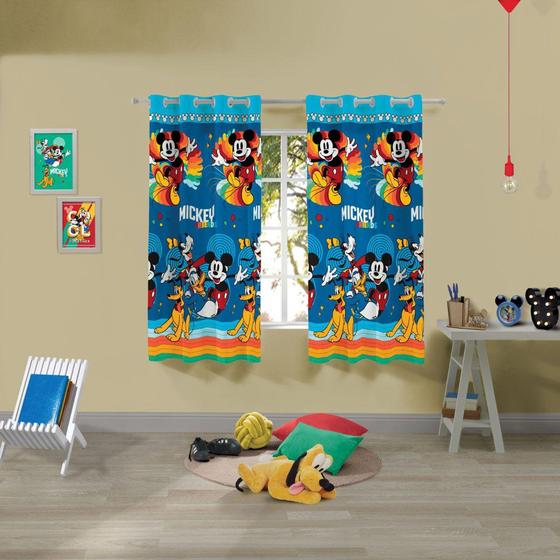 Imagem de Cortina Quarto Infantil Menino 2,00x 1,80 Microfibra Mickey - Lepper