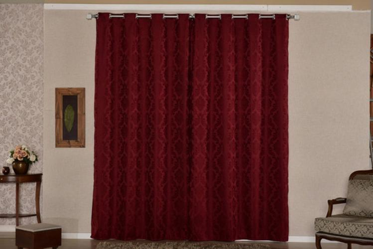 Imagem de Cortina Quarto Jacquard Tecido Semi Blackout Bordo 3,00X2,80